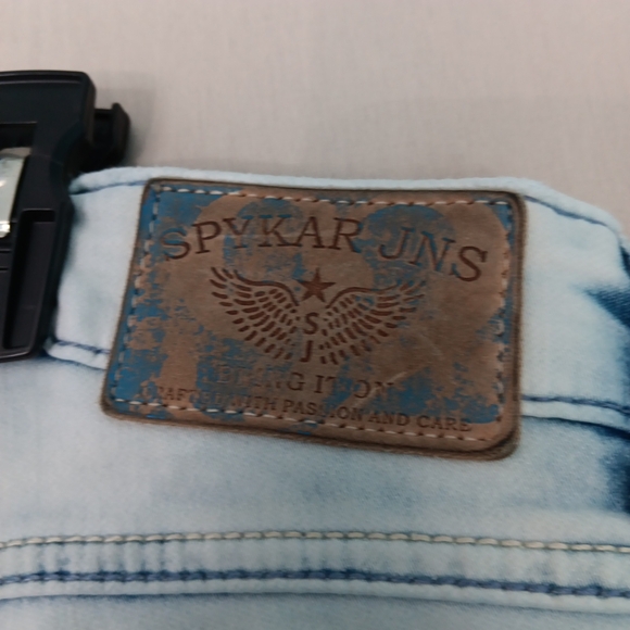 Spykar Jeans Mens 34x32 Blue Light Wash Low Rise Ultra Slim Thigh Narrow Stretch - Picture 5 of 8